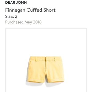 Dear John Finnegan Cuffed Shortsyellow  size 2